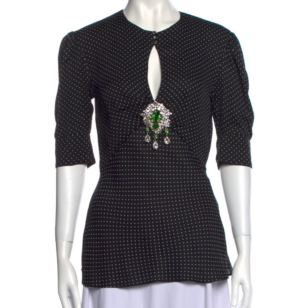 Paco rabanne embellished polka dot top
